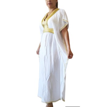 caftán túnica vestido bata algodón playa color blanco para el verano a